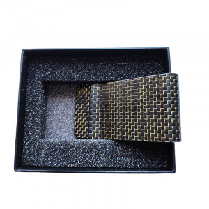 Carbon Fiber Money Clip With Gold Silk
