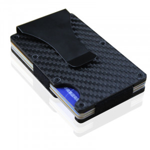 Carbon Fiber Slim Credit Card Wallet Money Clip RFID Blocking Minimalist Wallet