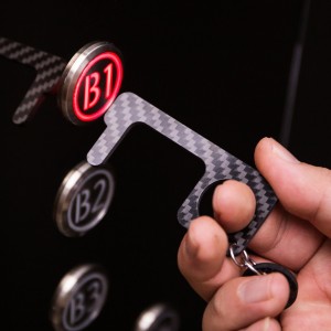 Portable contactless carbon fiber key chain bottle opener
