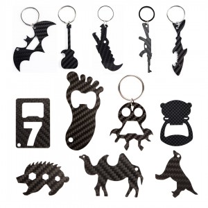 Carbon fiber bottle opener keychain individual designers geometry