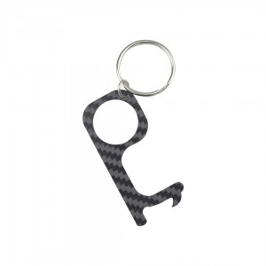 Portable contactless carbon fiber key chain bottle opener