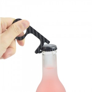 Portable contactless carbon fiber key chain bottle opener